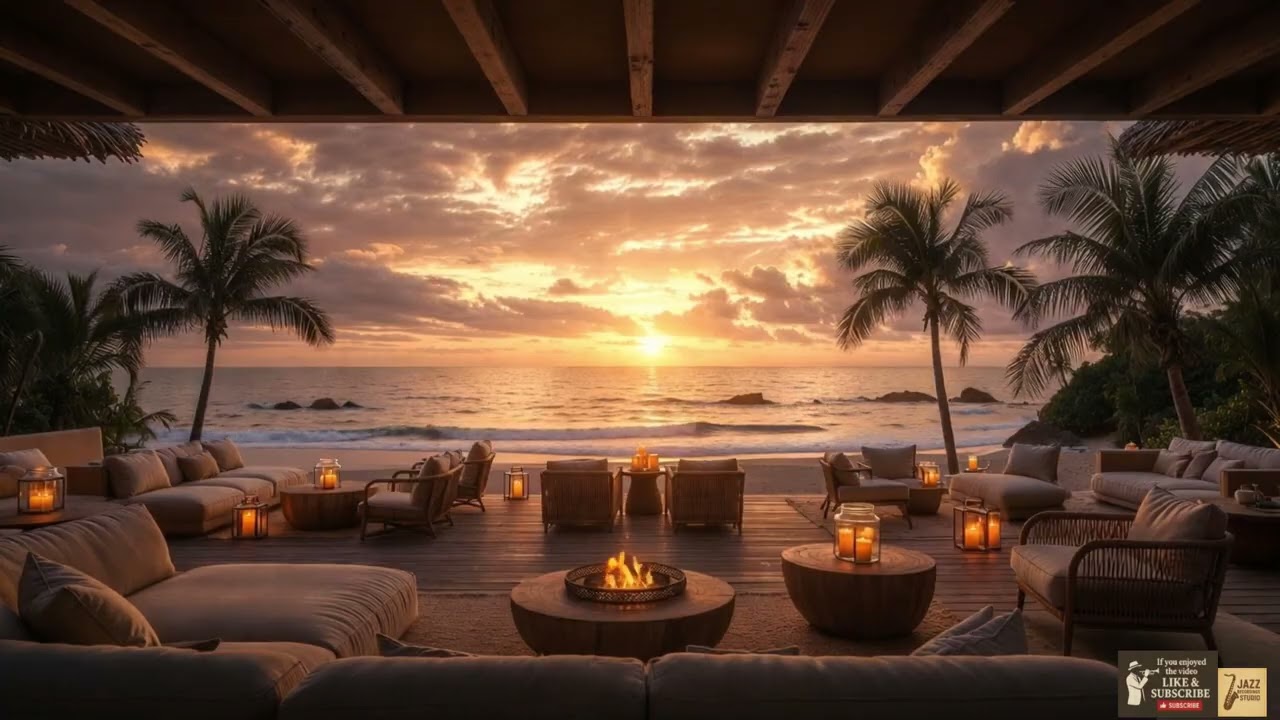 Luxury Beach Terrace | Chill Jazz  | Ocean Waves 🌊 & Smooth Ambience | 1.5h Relaxing Jazz
