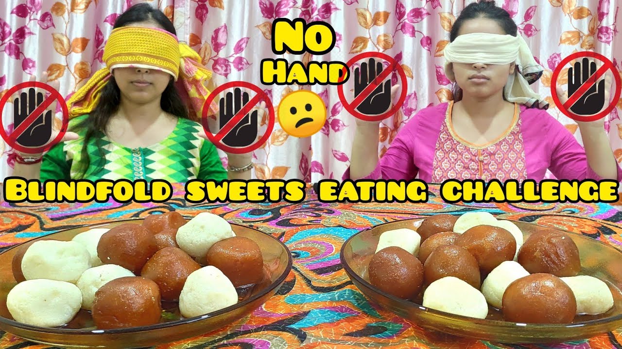 Blindfold No Hand Sweets Eating Challenge | Rasgulla And Gulabjamun Eating Challenge