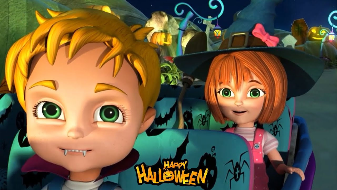 Wheels on the bus | Halloween song | Nursery Rhymes by Mike and Mia