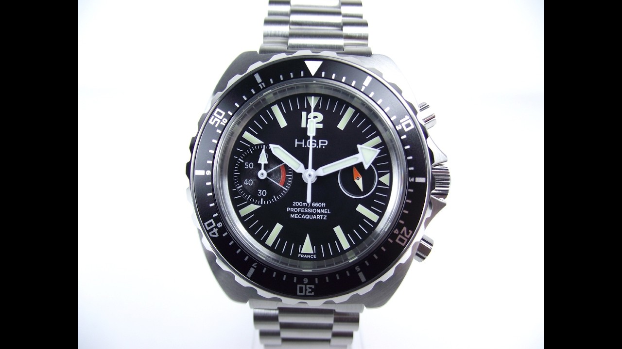 H.G.P. Diver 200M Chrono Black Big-Eye 4K Watch Review