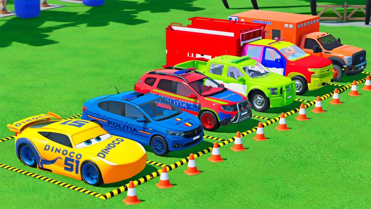 GO GAME - TRANSPORTING POLICE CARS, AMBULANCE VEHICLES, FIRE TRUCK WITH MAN TRUCK ! FS22 #127