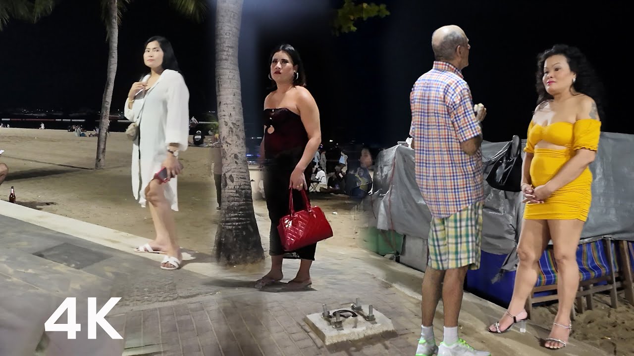 4k HDR  thailand pattaya beach road freelancer, russian freelancer in pattaya beach road