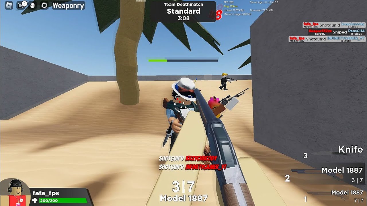 [ROBLOX] Weaponry...Destroying Players With The Shotgun | FPP Mode