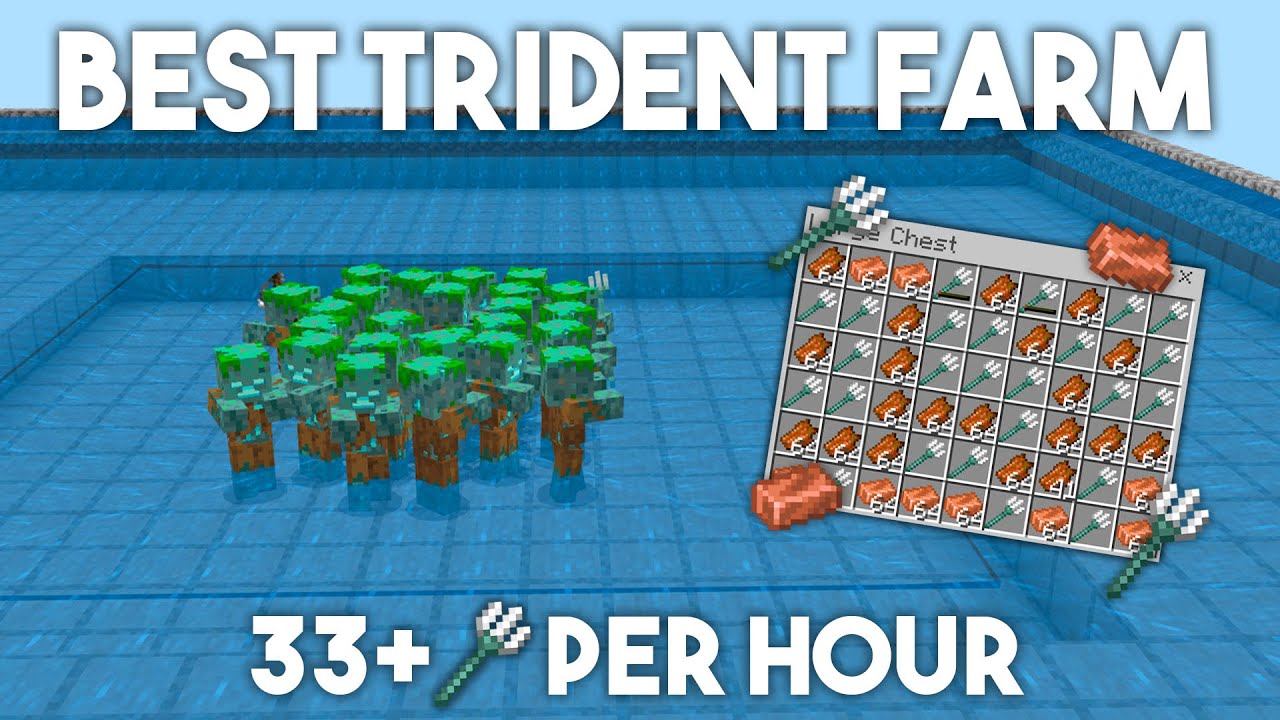 BEST 1.20 Trident Farm in Minecraft Bedrock (MCPE, Windows10,Xbox,PS4,Switch)
