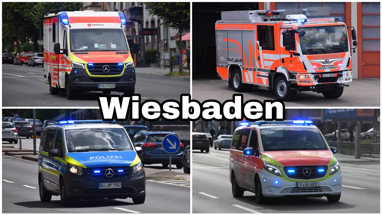 Einsatzfahrten von Feuerwehr, Rettungsdienst und Polizei in der Landeshauptstadt Wiesbaden
