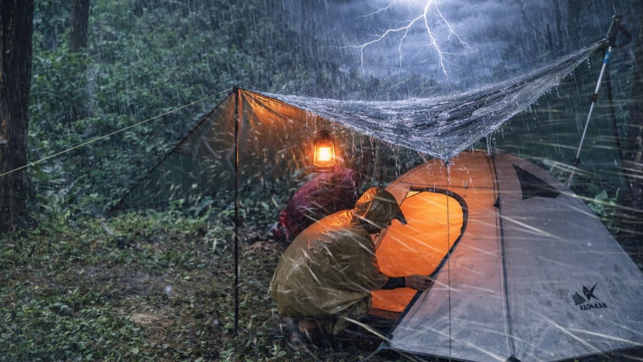 🌧️ SOLO CAMPING IN NONSTOP RAIN — A LONG NIGHT IN THE WILD ⛈️