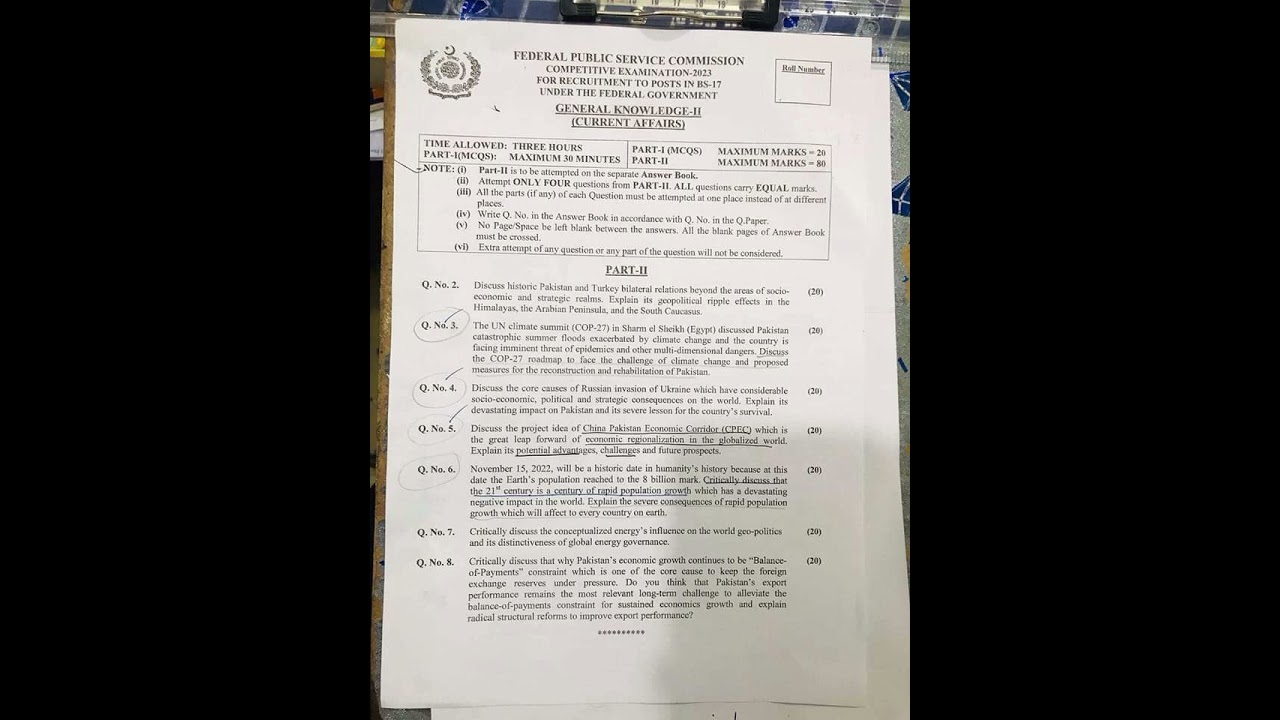 federal public service commission conducted Current affair css paper|current affair css paper today