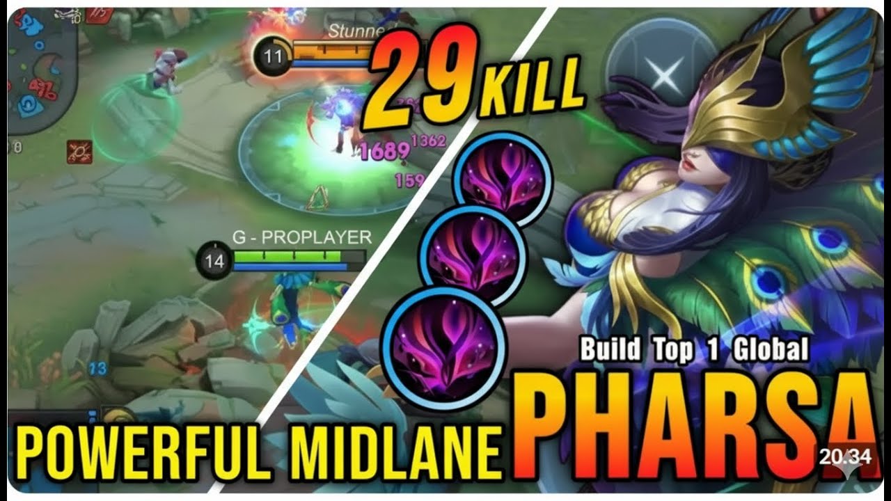 29 Kills!! Powerful Midlane Pharsa 100% Killing Machine!! - Build Top 1 Global Pharsa ~ MLBB