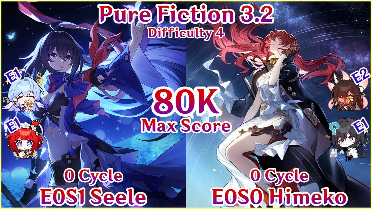 Pure Fiction 3.2 - E0S1 Seele x E0S0 Himeko 0 Cycle 80K Max Score Clear | Honkai Star Rail 3.2