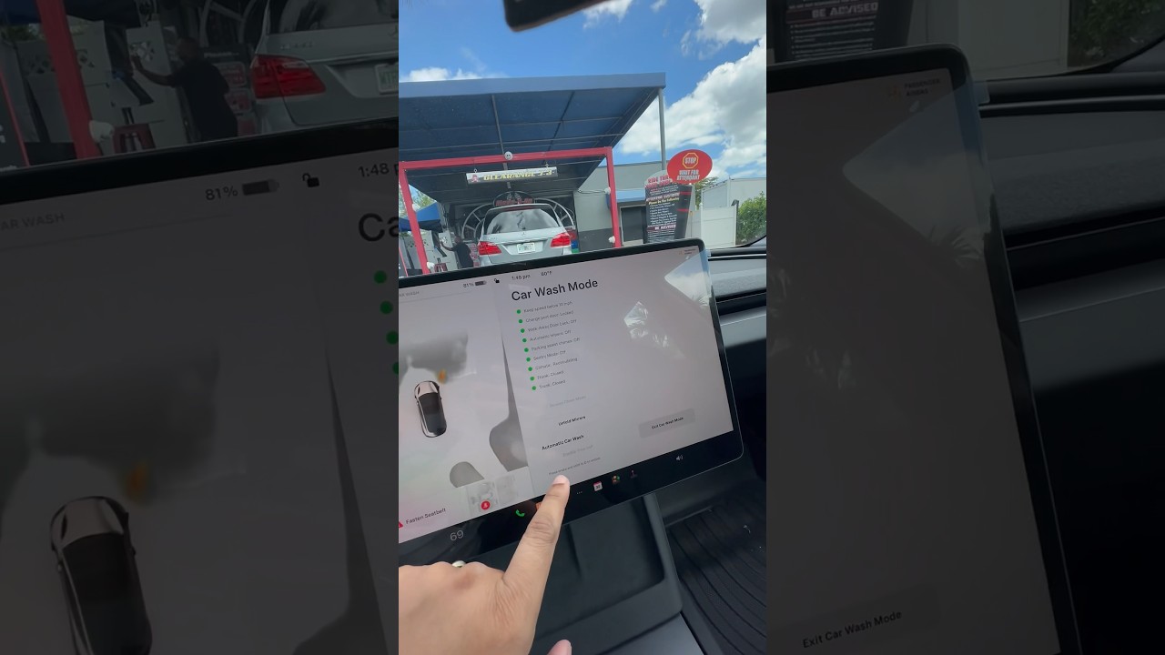 HOW TO USE CAR WASH MODE ON TESLA MODEL 3?! #shorts