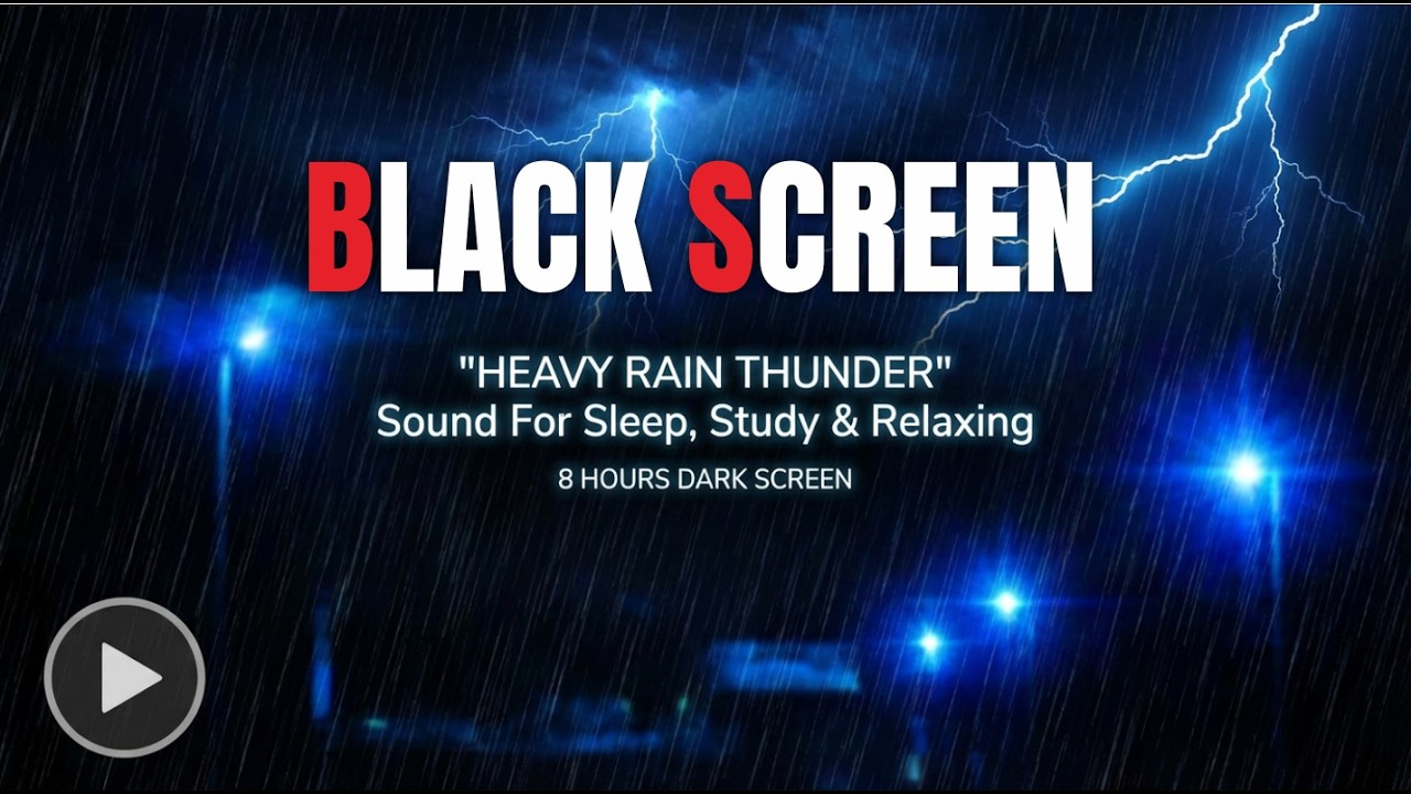Heavy Rain and Thunder Sounds for Sleeping - Black Screen | Insomnia Relief Rain Live