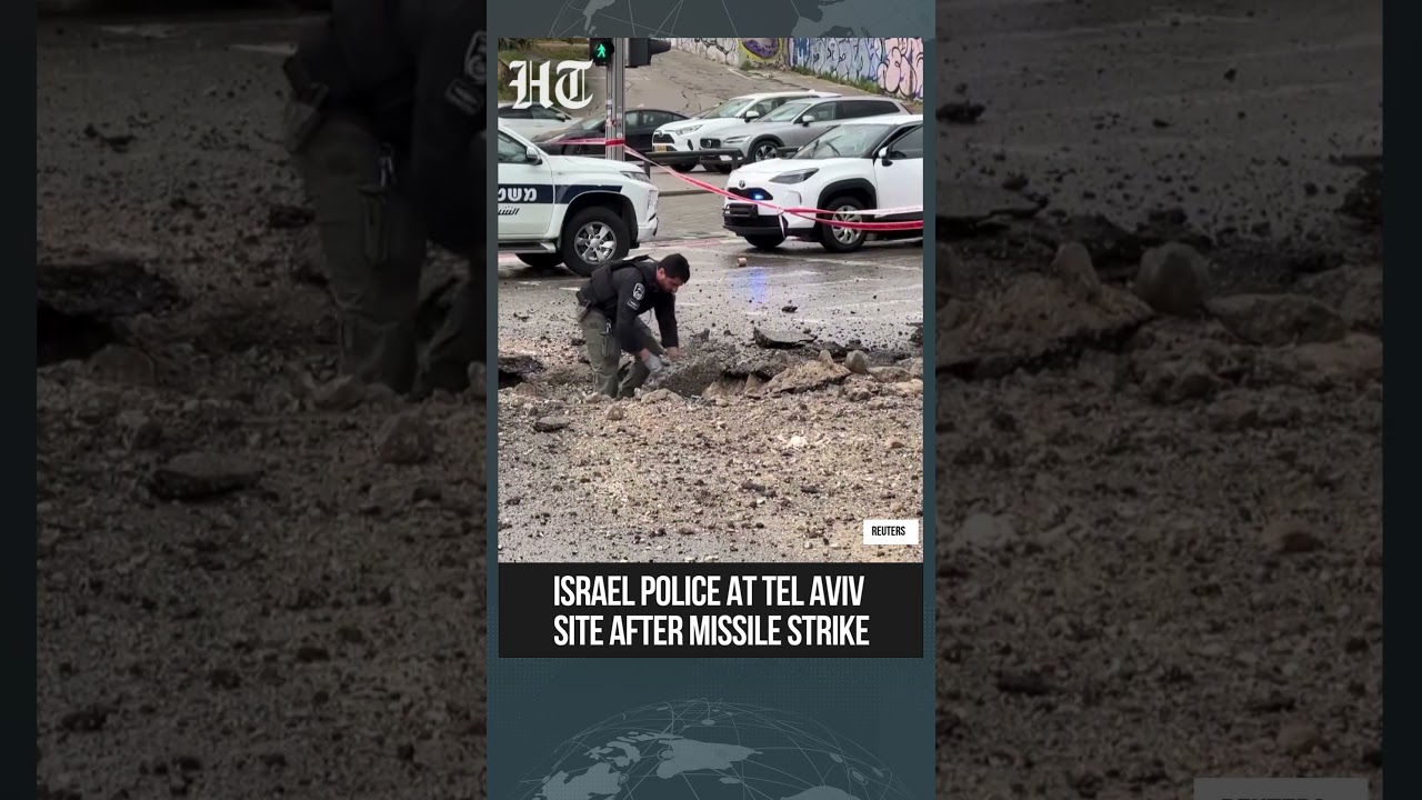 Israeli Police Deployed at Debris Impact Site in Tel Aviv After Missile Strike | #shorts