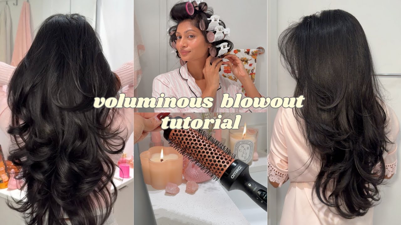 2 способа получить объемные волосы феном 🧖🏽‍♀️🎀🦢 с помощью термобигуди и термощетки