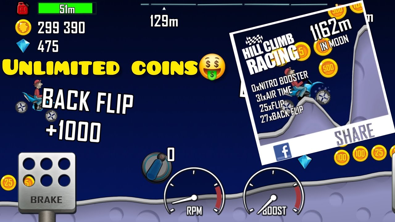 Hill Climb Racing Moon Map Bike Coins Farming 🚀 | Unlimited Coins Trick #games #hillclimbracing 