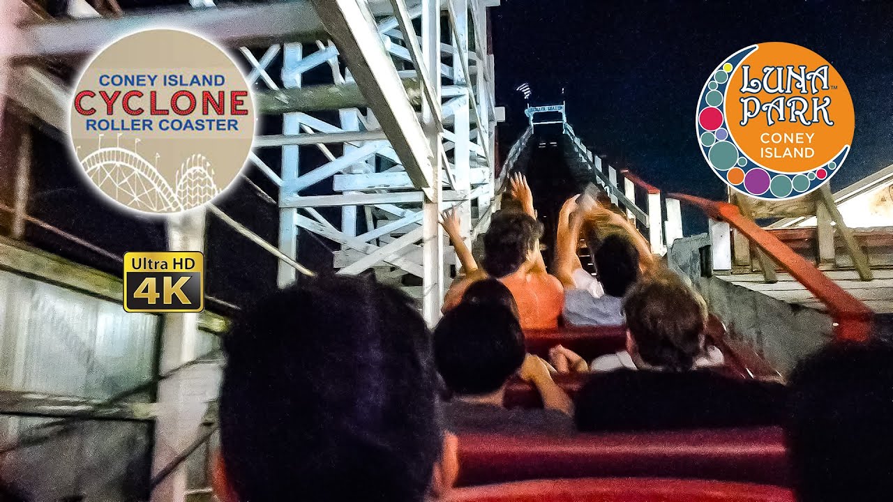 2023 Coney Island Cyclone at Night On Ride 4K POV Luna Park Coney Island