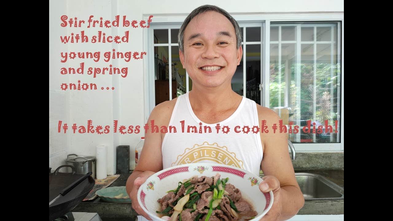 Chef Sam - How to stir fry beef with young ginger and spring onion 姜葱炒牛肉 in less than 1 min!