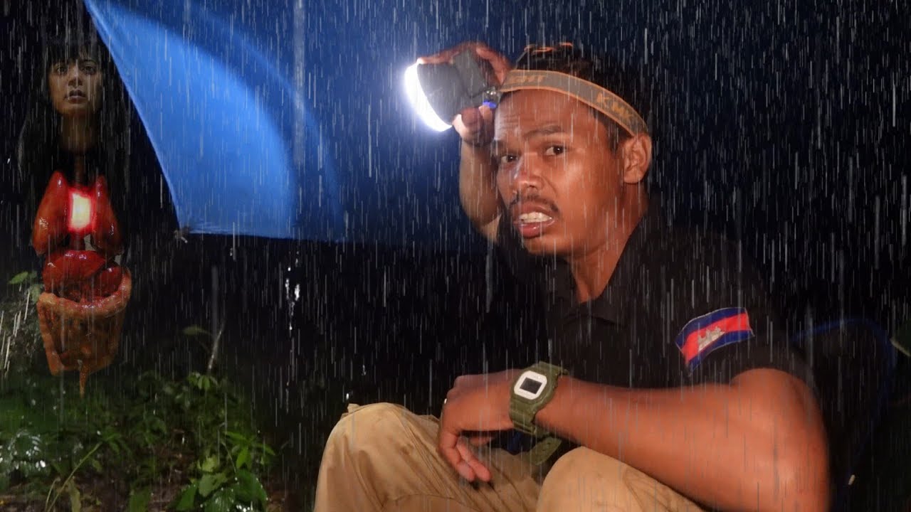 Camping in the Rain and cooking with Natural water in forest 