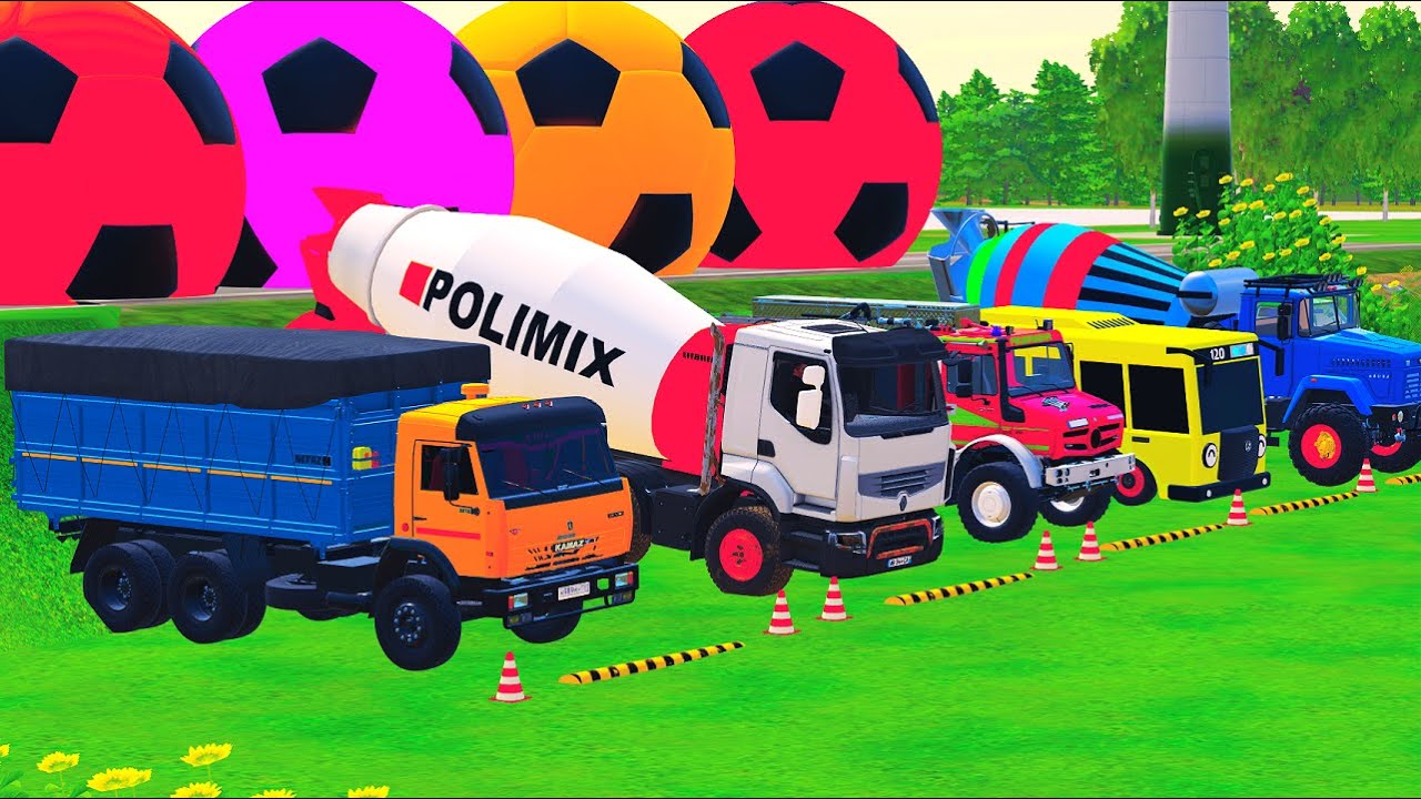 FS22 -  wheels on the bus, monster truck, fire truck, police car, tractor, trucks, school bus