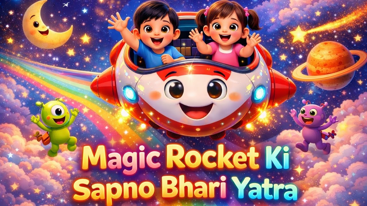 Magic Rocket Ki Sapno Bhari Yatra 🚀✨ | Kids Cartoon Poem | Hindi Rhymes for Children
