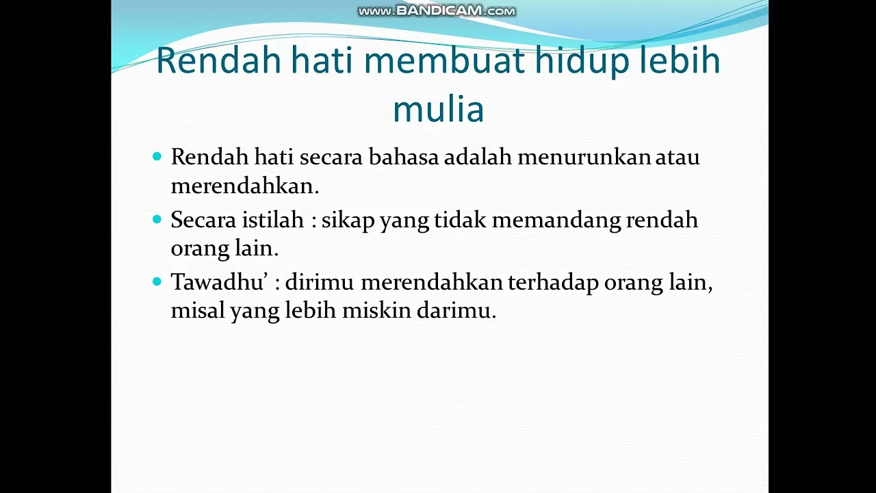 1  QUR'AN KELAS 8 rendah hati membuat hidup mulia