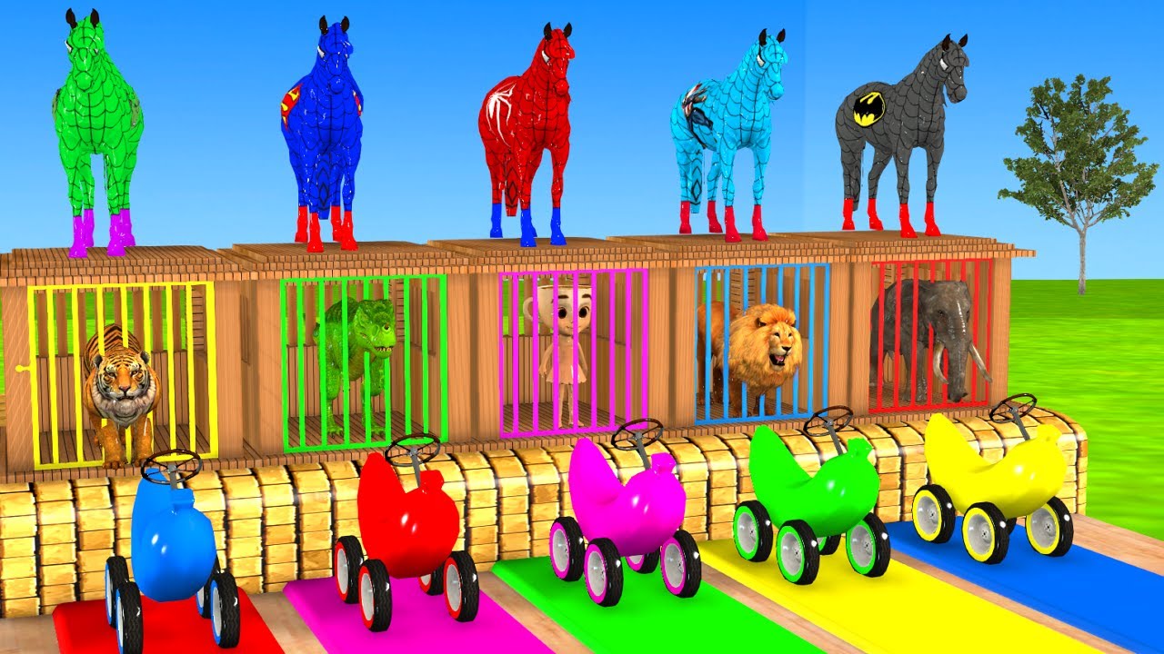 Long Slide Game With Elephant Gorilla Buffalo Hippopotamus Tiger 3d Animal Game Funny 3d Animals