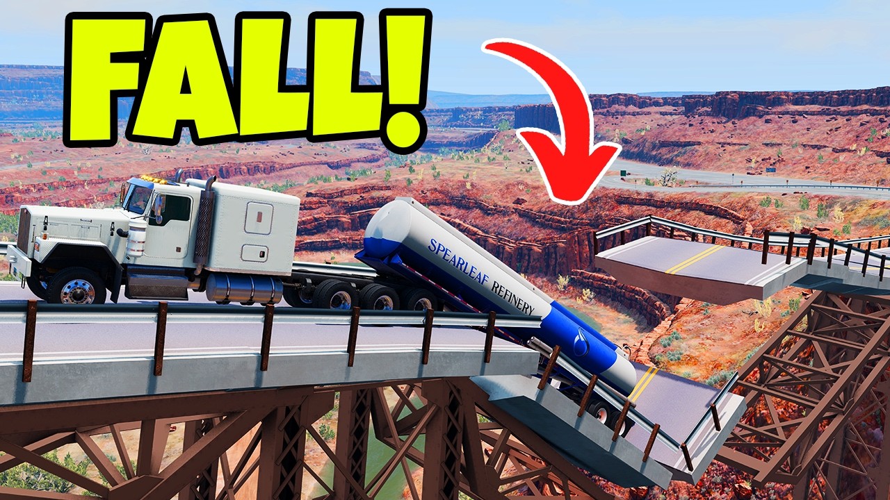 Realistic Heavy Truck COLLAPSES ENTIRE BRIDGE! BeamNG
