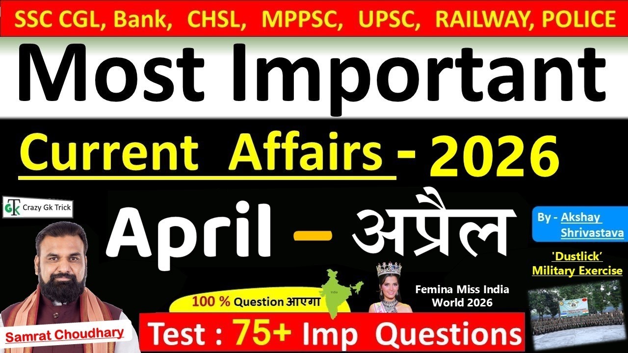 Current Affairs - April 2026 | Imp current affairs 2026 | Monthly Current Affairs  | By Akshay sir