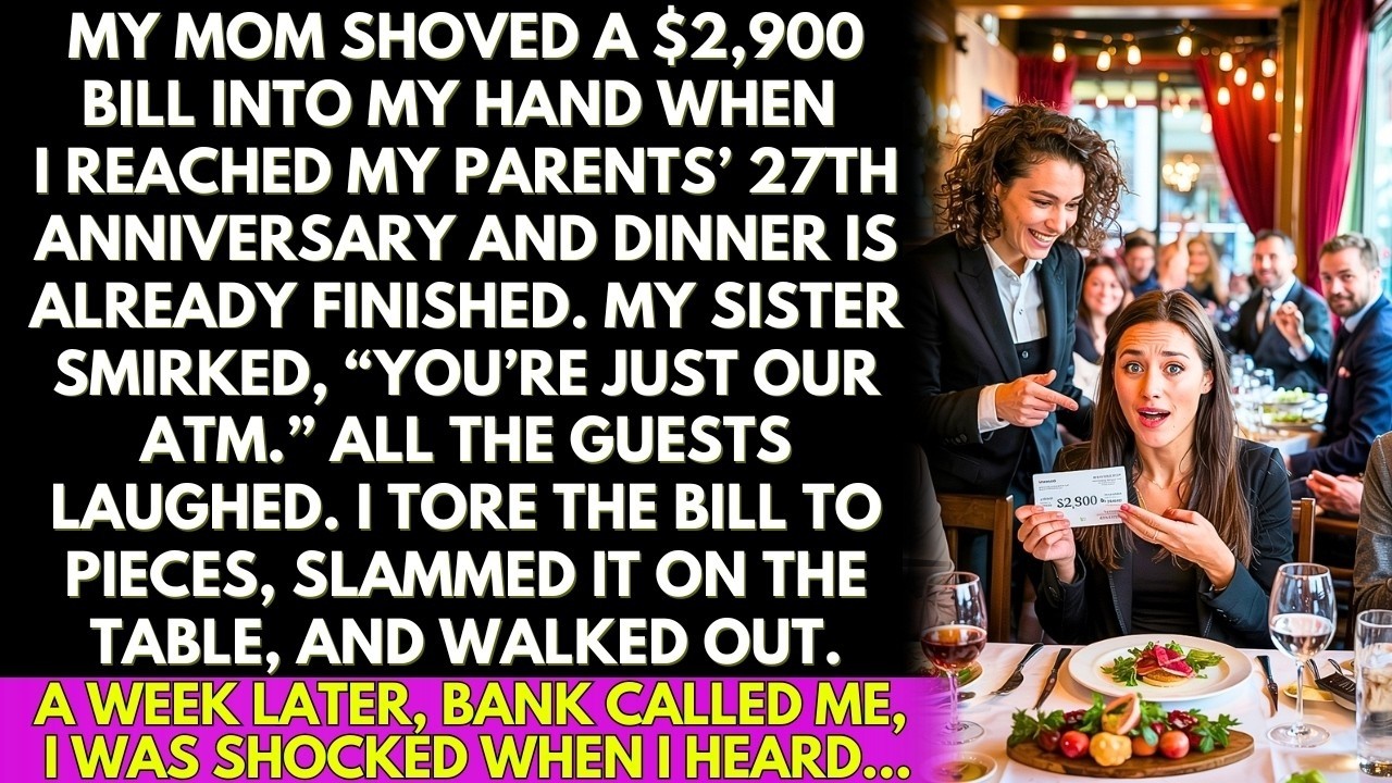 Mom Handed Me a $2,900 Bill When I Arrived at Parents’ Anniversary Dinner! All Guests Laughed at Me!