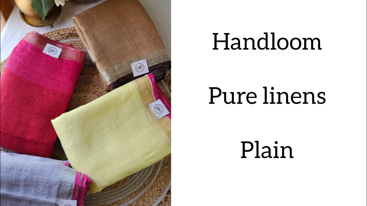 Handloom pure linen plain sarees.  Whatsapp 9789326549 #joshboutique 