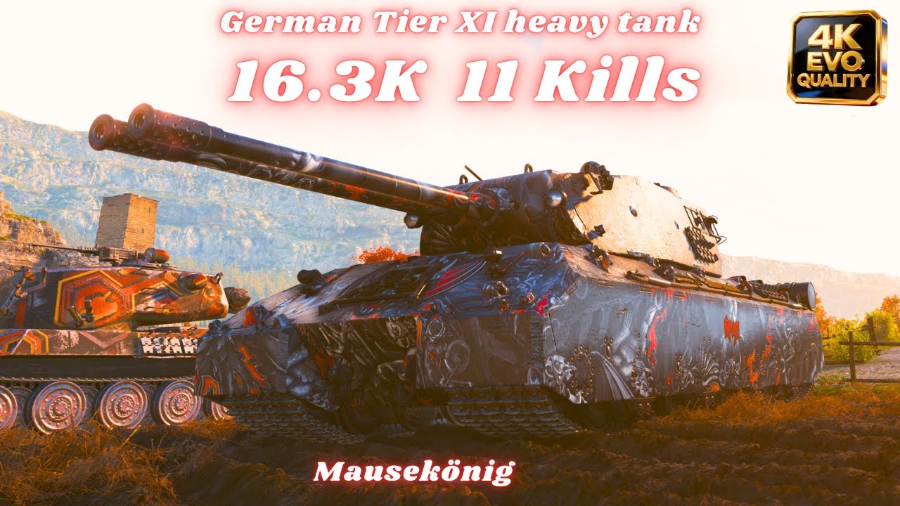 Mausekönig 16.3K урона 11 убийств World of Tanks (немецкий тяжелый танк 11 уровня)