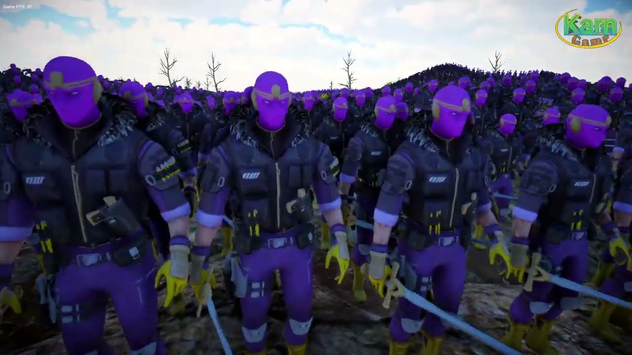 NINJA BLUE, JEDI KNIGHT, LASER KNIGHT vs MILITARY ZOMBIE, BARON ZEMO, KRAVEN | KARN GAMR | UEBS 2