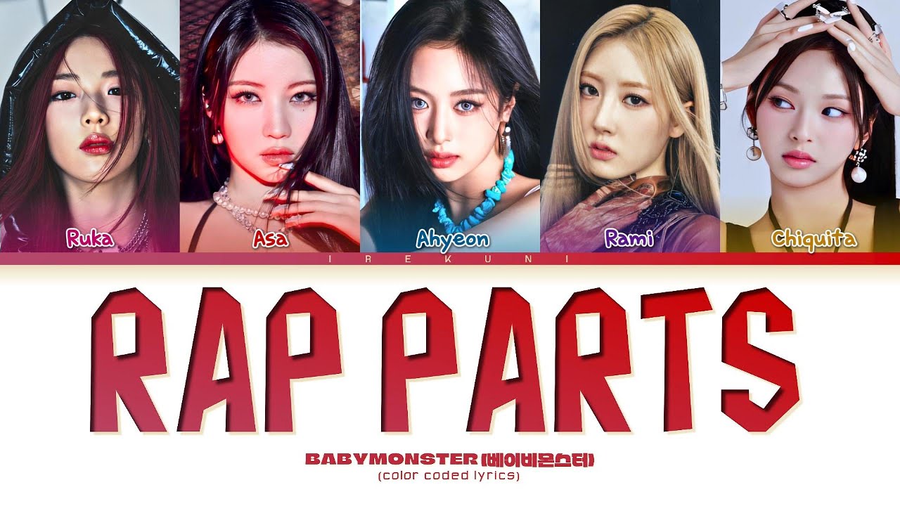 BABYMONSTER (베이비몬스터) - ALL RAP PARTS (Batter Up to DRIP) (Color Coded Lyrics)