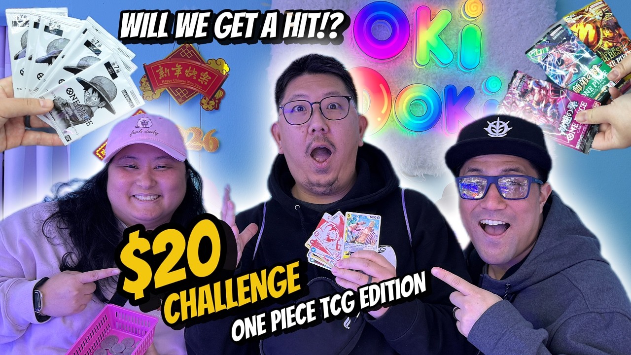 $20 CLAW MACHINE CHALLENGE WITH RARA @ OKI DOKI CRANES! TRADE UP FOR ONEPIECE CARDS! #onepiece #tcg