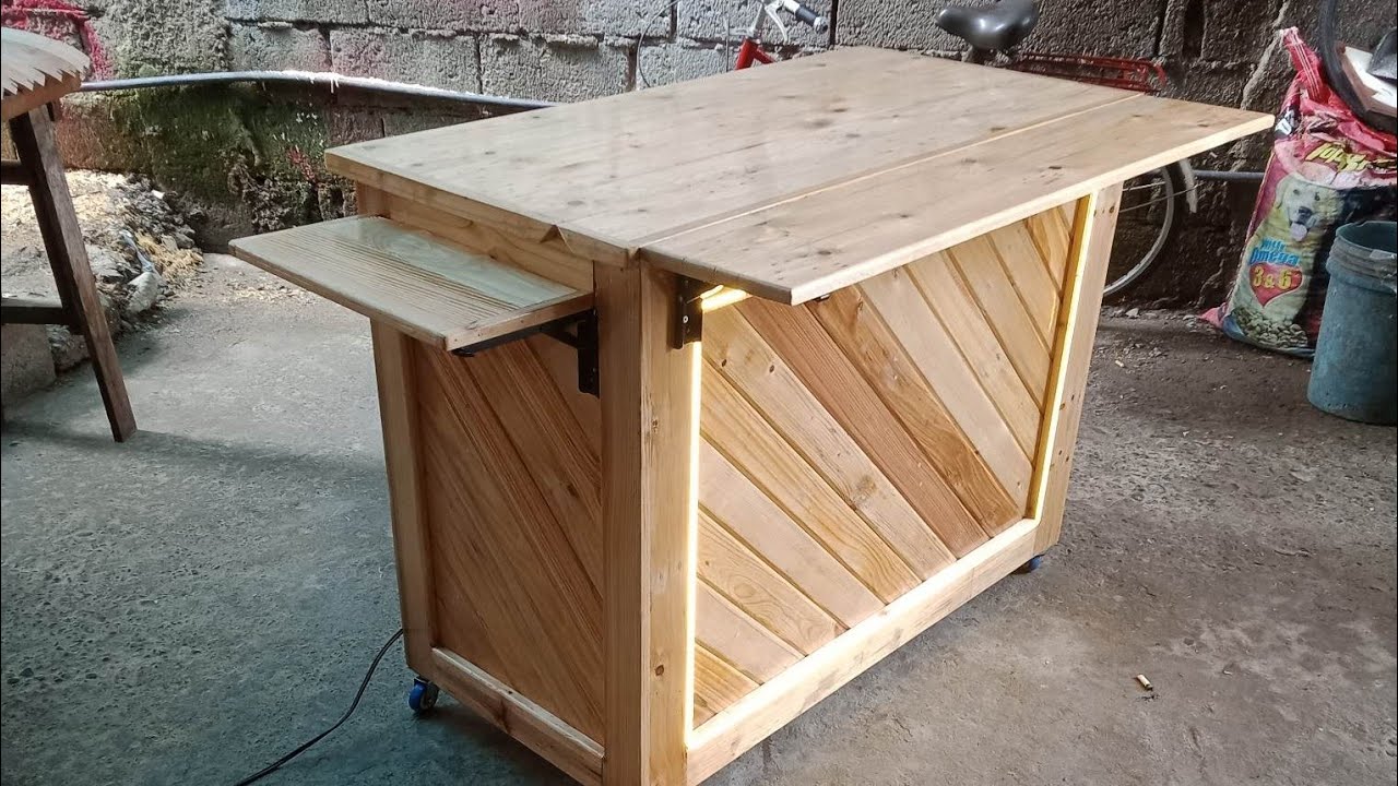 collapsible foodcart coffee bar with lights