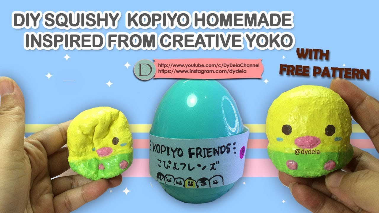 CARA MEMBUAT SQUISHY KOPIYO HOMEMADE INSPIRASI DARI CREATIVE YOKO | GRATIS POLA