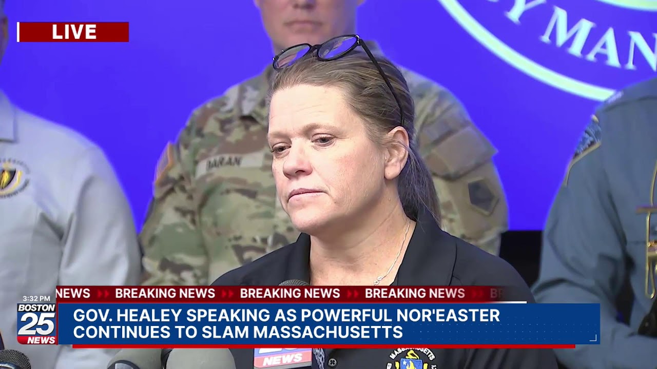 WATCH LIVE: Gov. Healey speaking as powerful nor'easter continues to slam Massachusetts.