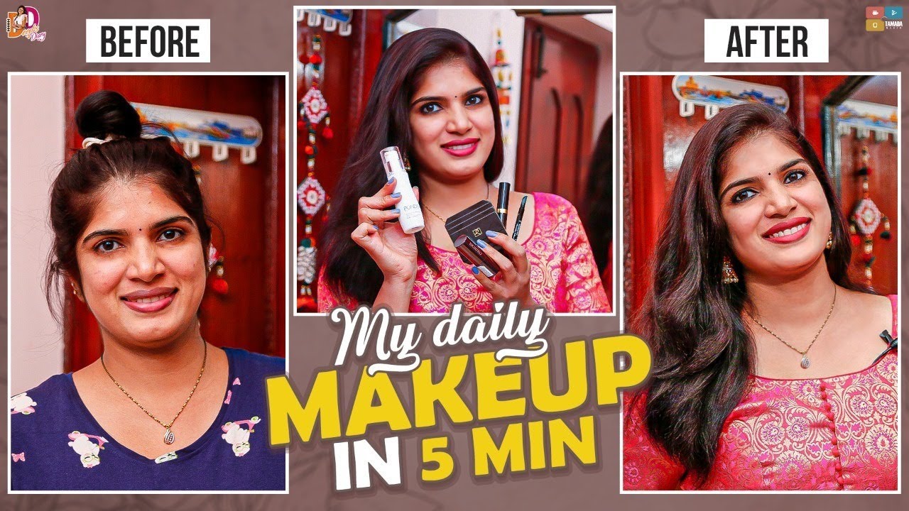 My Daily Makeup In 5 Minutes || Makeup For Beginners || Deepti Nallamothu || Deepti's Diary II
