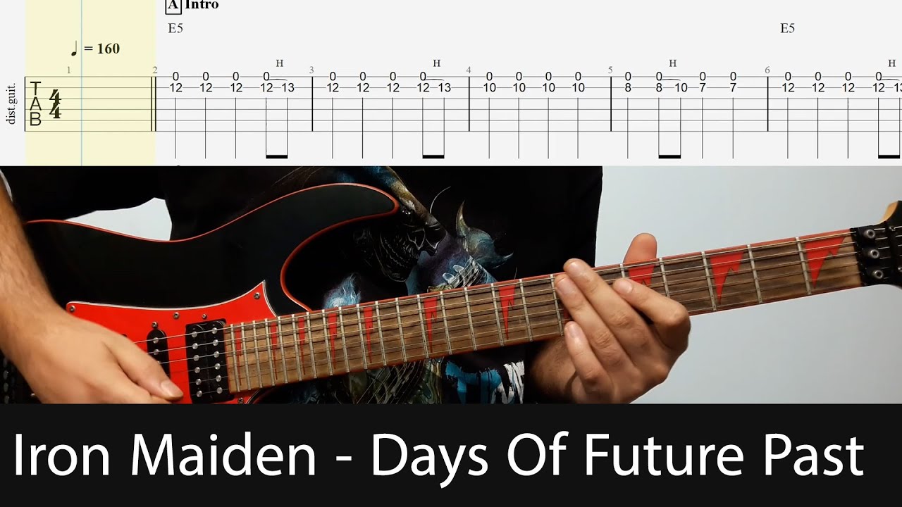 Iron Maiden - Days Of Future Past Main Guitar Riff With Tabs And Backing Track