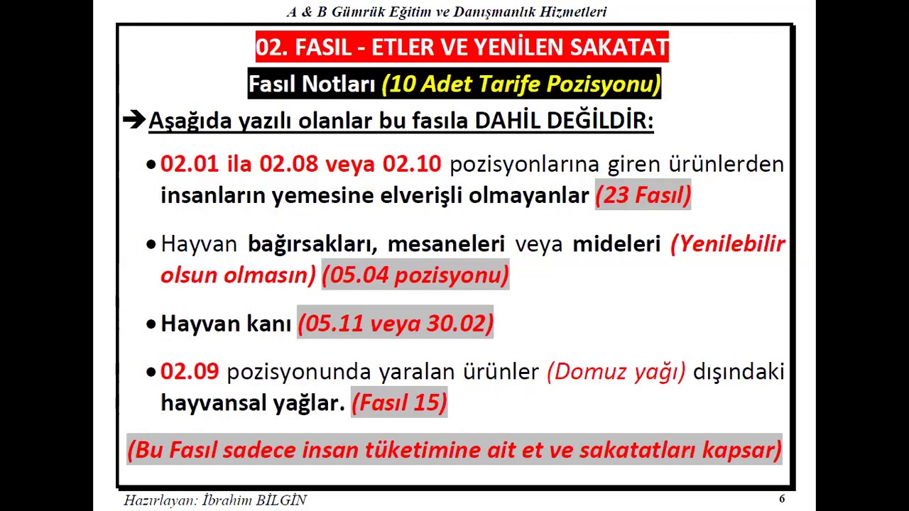 GÜMRÜK TARİFE DERSİ-5 EĞİTMEN : İBRAHİM BİLGİN