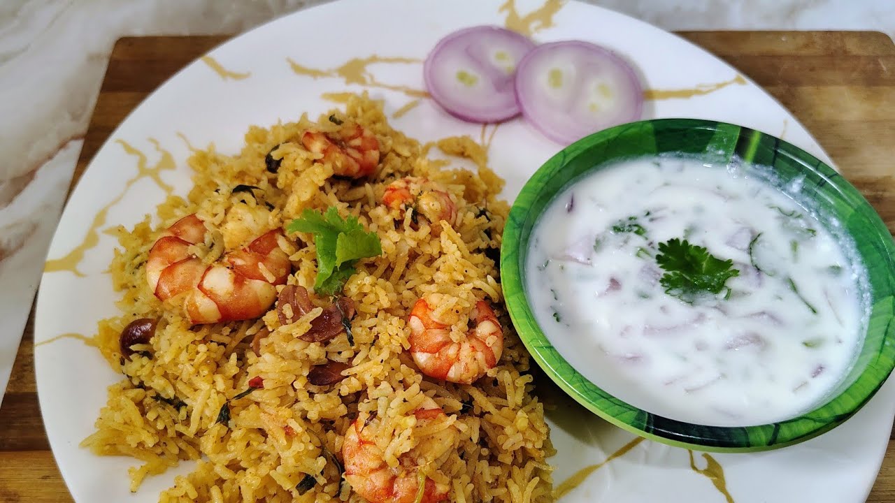 Prawns Biryani 👌||రొయ్యల బిర్యానీ 🦐😋|| in cooker telugu 