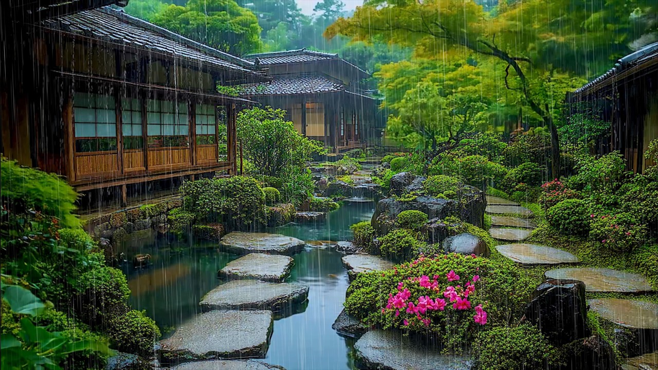 Soothe Your Mind and Body with Rain In Japanese Garden 🍀 Enhance Your Sleep Routine with Rain