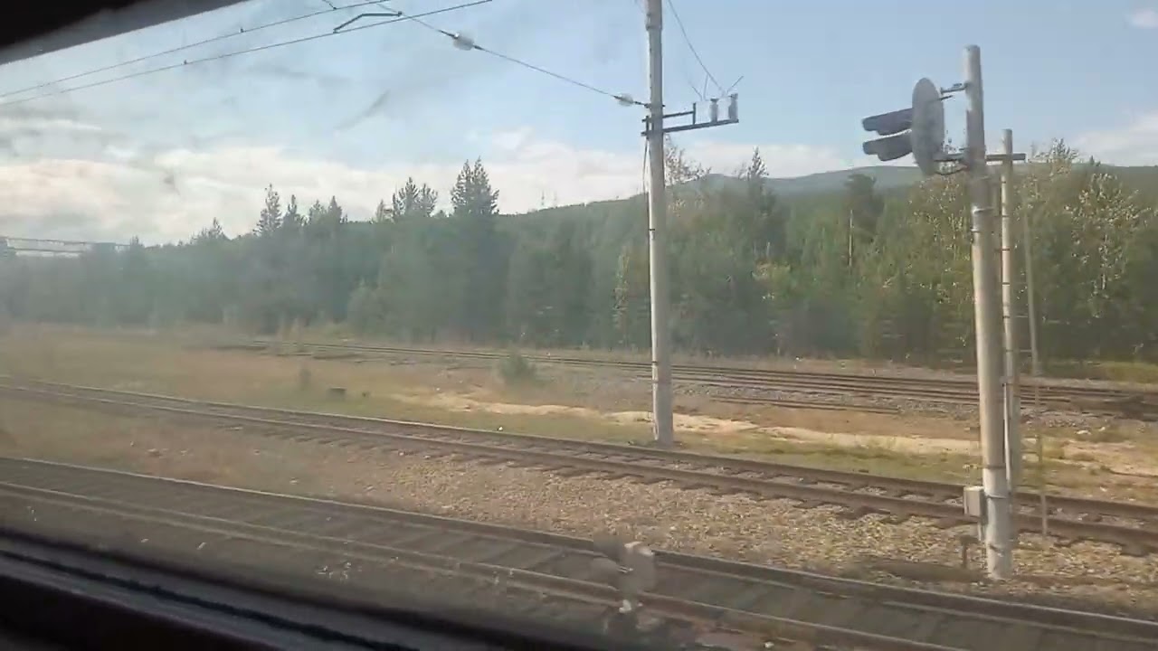 Таксимо отправление/Из окна поезда/Под 2ТЭ10УТ/Байкало-амурская магистраль