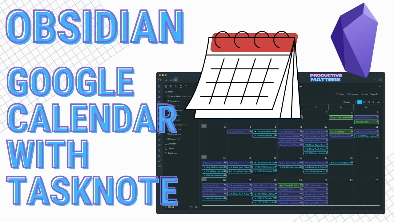 Obsidian Tasknote Plugin - Calendar Integration