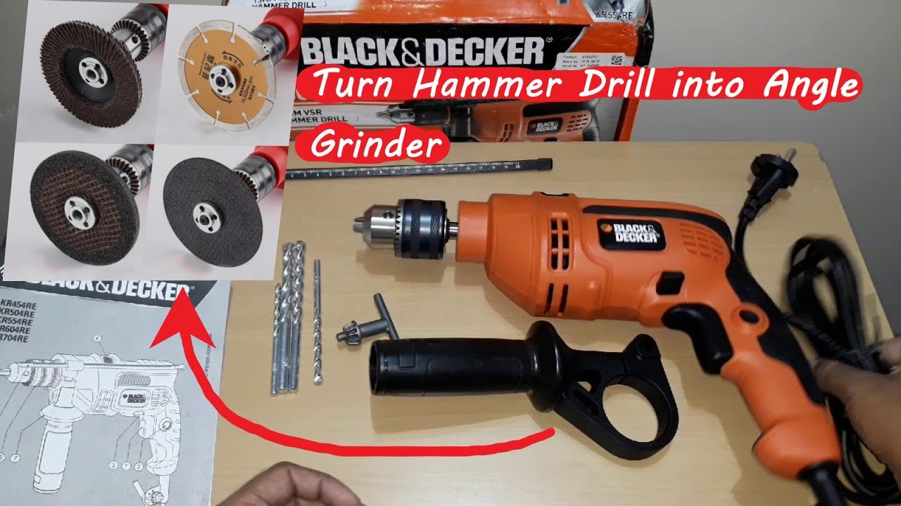 Black + Decker 550W Hammer Drill Review || Turn Drill into Angle Grinder 