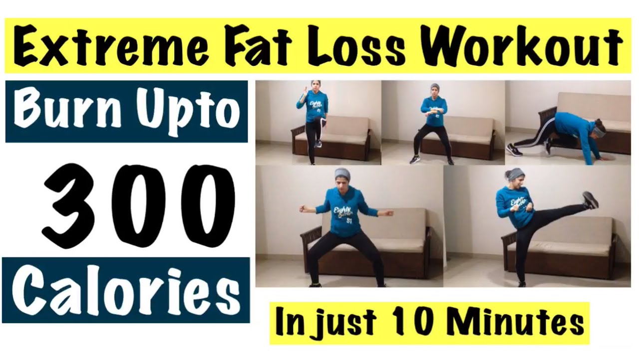 10 minutes Extreme Fat Loss Workout | Intense Home Cardio to Lose Weight | Burn upto 300 Calories