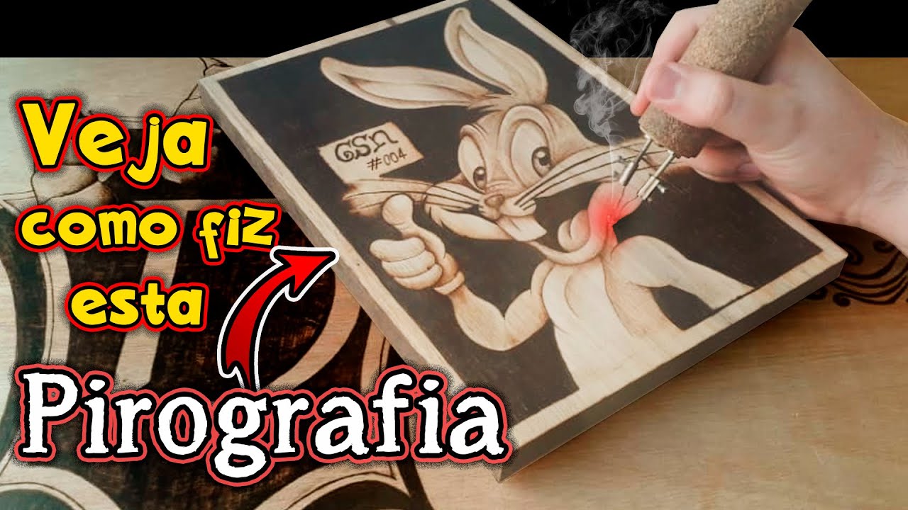 Pirografia Passo a Passo | Desenhando em Madeira - Pernalonga Looney Toones #Pirografia #Pyrography
