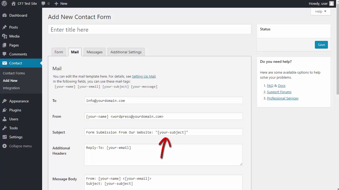 Contact Form 7 email Settings