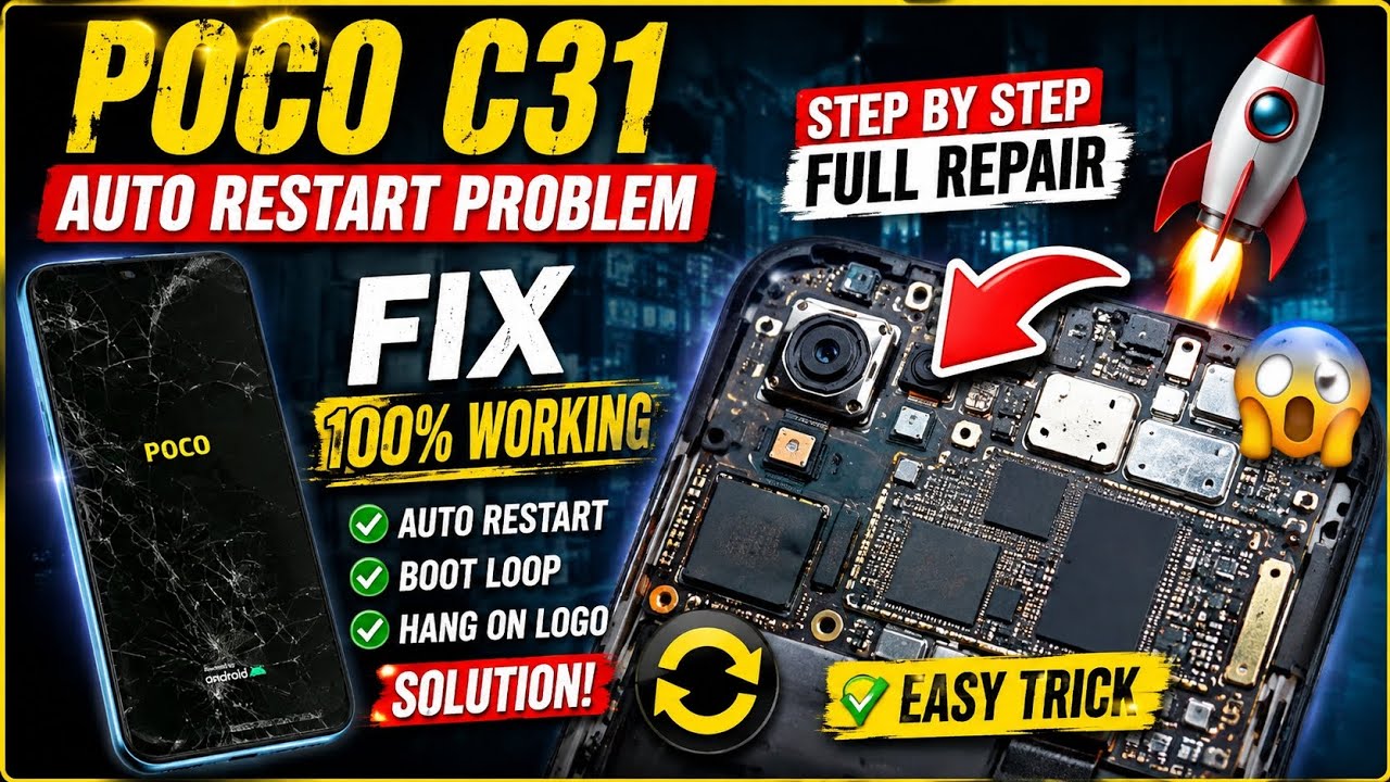 POCO C3 Auto Restart Problem Fix100%Working Repair Solution barbar auto reastat  Successfully#viral 