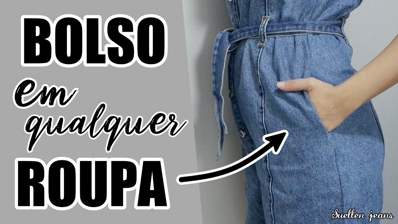 COMO COLOCAR BOLSO EM QUALQUER ROUPA | BOLSO EM SHORTS CALÇA JEANS