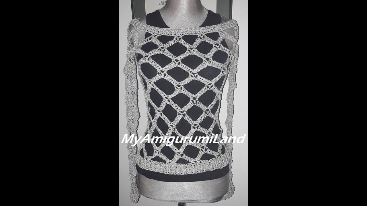 Maglia a rete rombi tutorial uncinetto